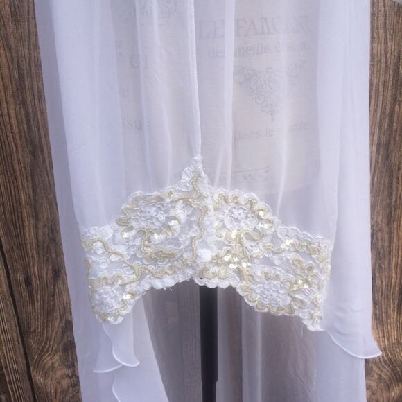 Vintage Blanche sheer white peignoir with lace and sequins - Picture 3 of 6